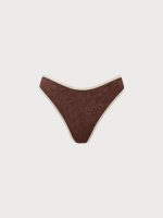 Dark Coffee Contrast Jacquard Bikini Bottom - Image 6