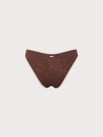 Dark Coffee Contrast Jacquard Bikini Bottom - Image 7