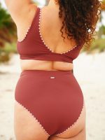 Contrast Stitch Longline Plus Size Bikini Top - Image 2