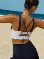 White Contrast Strap Sports Bra - Medium Support - Image 2