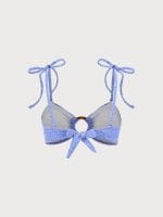 Blue Jacquard O-Ring Bikini Top - Image 8