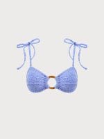 Blue Jacquard O-Ring Bikini Top - Image 7