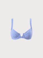 Blue Jacquard Underwire Bikini Top - Image 6