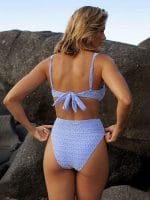 Blue Jacquard Underwire Bikini Top - Image 2