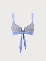Blue Jacquard Underwire Bikini Top - Image 7