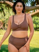 Caramel O-Ring Plus Size Tankini Top - Image 4