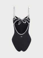 Contrast Trim Knotted One-Piece Swimsuit - Image 7