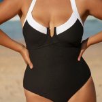 Contrast Trim Plus Size One-Piece Swimsuit