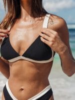 Contrast Trim Triangle Bikini Top - Image 4