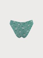 Green Floral Jacquard Bikini Bottom - Image 7