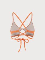 Orange Floral Jacquard Cut Out Bikini Top - Image 8