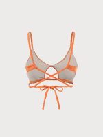 Orange Floral Jacquard Cut Out Bikini Top - Image 7
