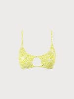 Light Green Floral Jacquard Cut Out Bikini Top - Image 5
