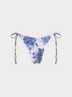 Blue Floral Tie High Cut Leg Bikini Bottom - Image 7