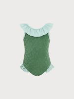 Girls Dark Green Jacquard One-Piece