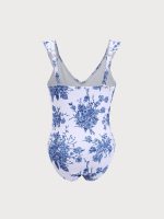 Girls' Blue Floral One-Piece - Image 2
