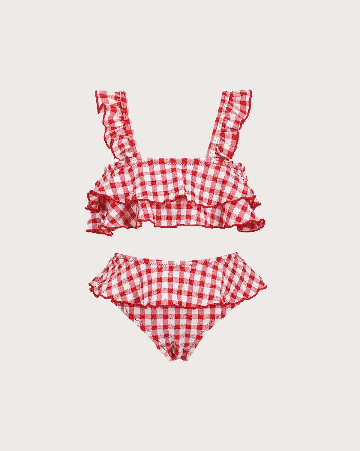 girls_-woven-polyester-blend-tankini-swimsuit-red-sustainable-girls_clothing-meinfg Girls' Red Gingham Tankini Set - Image 1