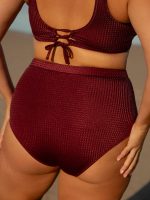 Jacquard Ruched Plus Size Bikini Bottom - Image 2