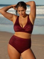 Jacquard Ruched Plus Size Bikini Bottom - Image 3
