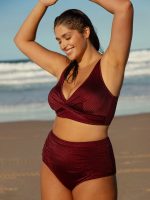 Jacquard Twist Front Plus Size Bikini Top - Image 4
