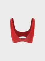 Red Lurex Cut Out Bikini Top - Image 11