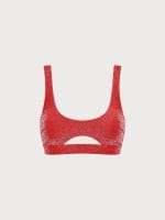 Red Lurex Cut Out Bikini Top - Image 10