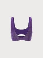 Purple Lurex Cut Out Bikini Top - Image 11