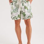 Hapnix® - Men's 7" Green Print Swim Trunks