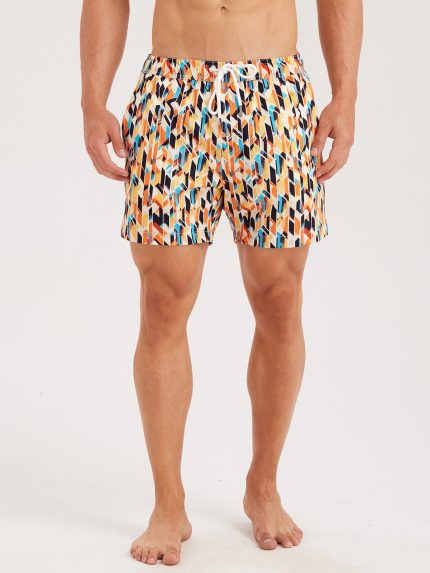 Hapnix® - Men's 5" Yellow Print Swim Trunks