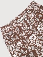 Brown Floral Print 7" Swim Trunks - Image 4