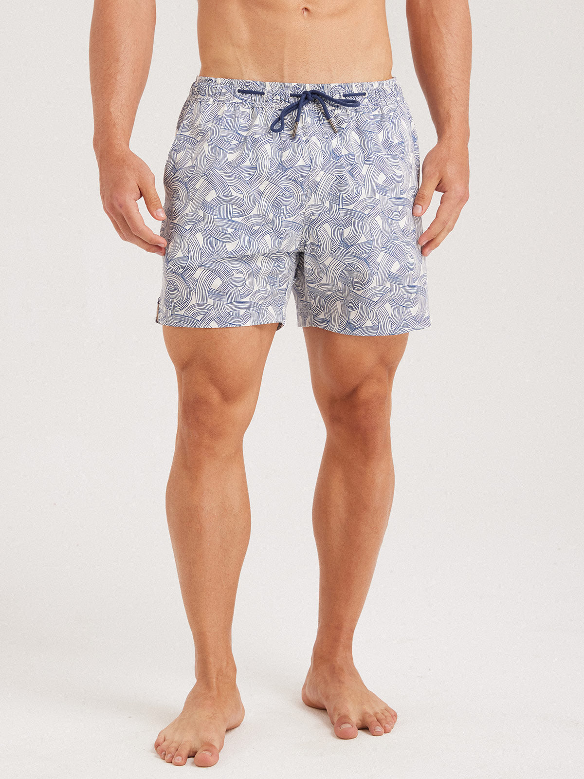 men_-s-woven-nail-spandex-swim-shorts-sustainable-men_s_beach_shorts-snpwc2 Hapnix® - Men's Blue Wave Print 5" Swim Trunks - Image 1
