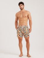 Hapnix® - Men's 5" Yellow Print Swim Trunks - Image 4