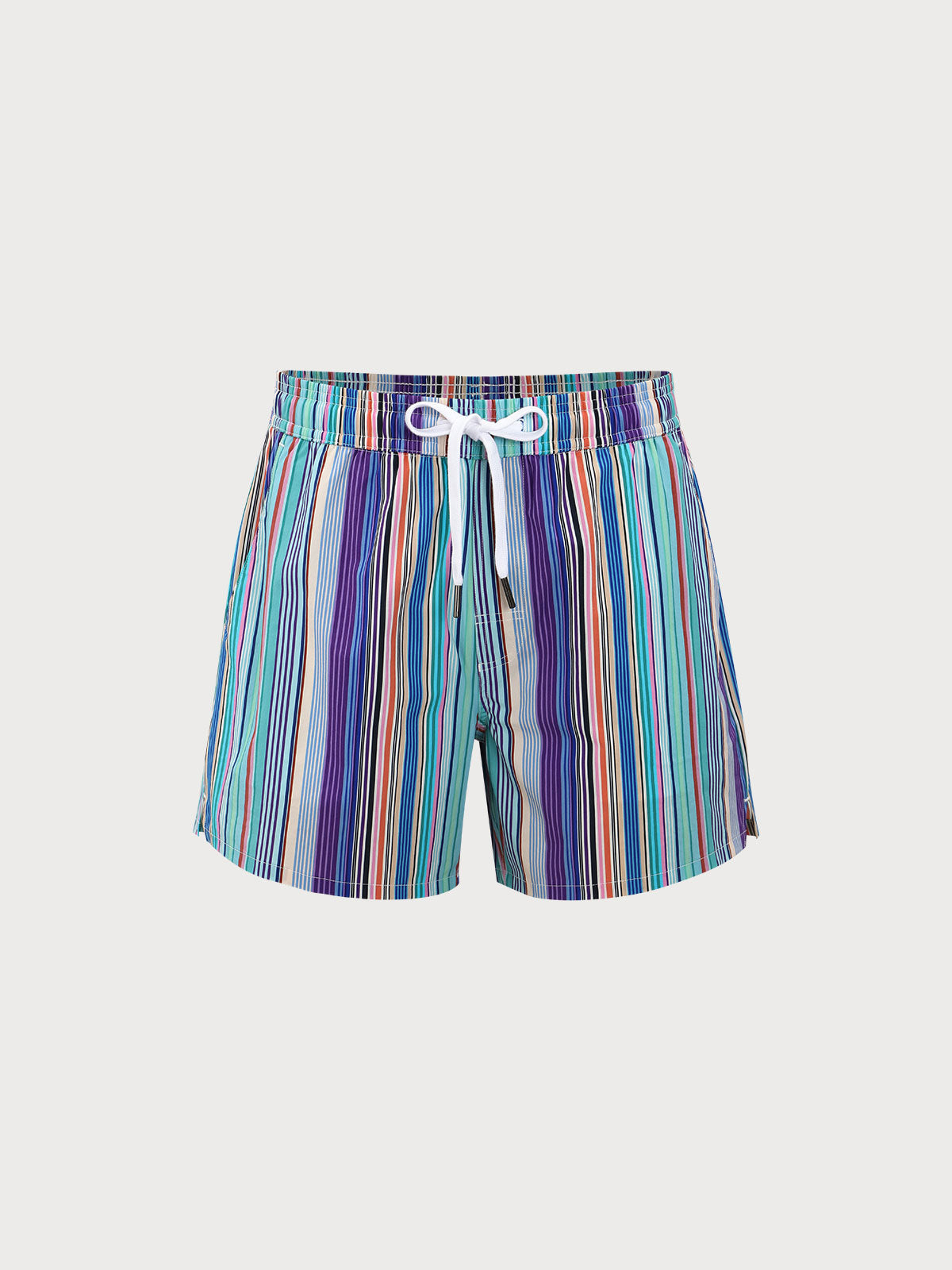 men_-s-woven-nylon-swim-shorts-multi-sustainable-men_s_beach_shorts-czqjeb Hapnix® - The Colorful Stripe Men's 5" Swim Trunks - Image 1
