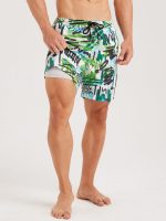 Hapnix® - Men's Green Printed 7" Swim Trunks - Image 2