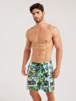 Hapnix® - Men's Green Printed 7" Swim Trunks - Image 4