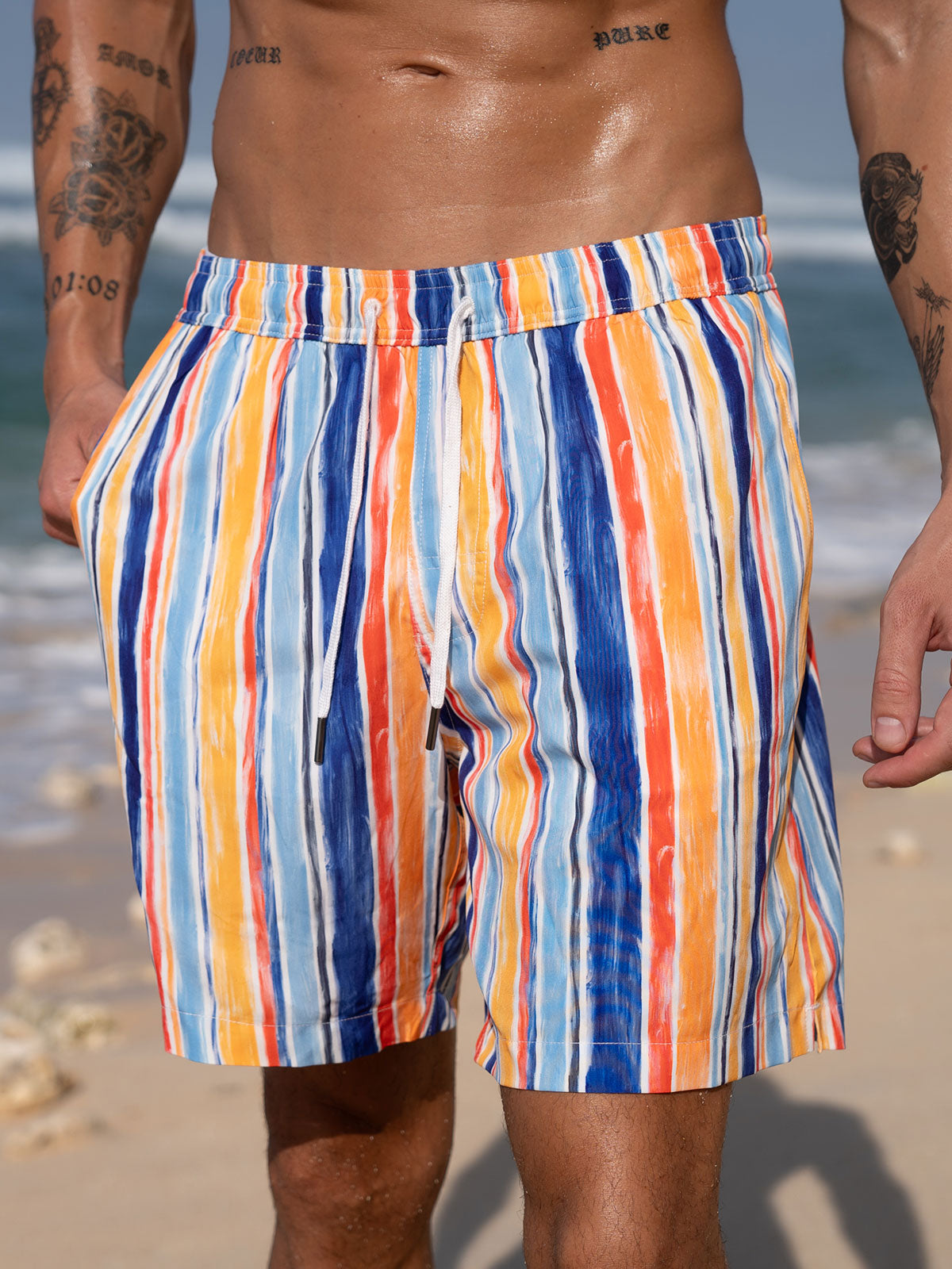 men_s-woven-blend-swim-shorts-sustainable-men_s_beach_shorts-bsmk1p Hapnix® - The Multi Men's 7" Swim Trunks - Image 1