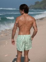 Hapnix® - The Green Stripe Men's 5" Swim Trunks - Image 3