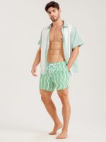 Hapnix® - The Green Stripe Men's 5" Swim Trunks - Image 6
