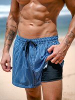 Hapnix® - The Blue Stripe Men's 5" Swim Trunks - Image 2