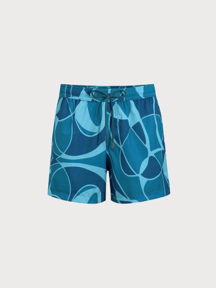The Blue Geometric Men's 5" Swimming Trunks