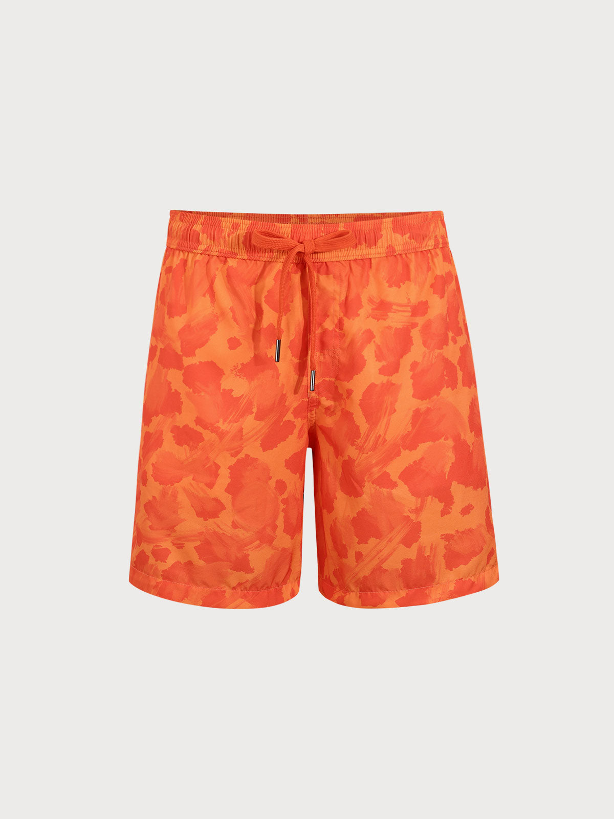 men_s-woven-polyester-spandex-swim-shorts-orange-sustainable-men_s_shorts-vivqhv Orange Print Beach Men's 7" Swimming Trunks - Image 1