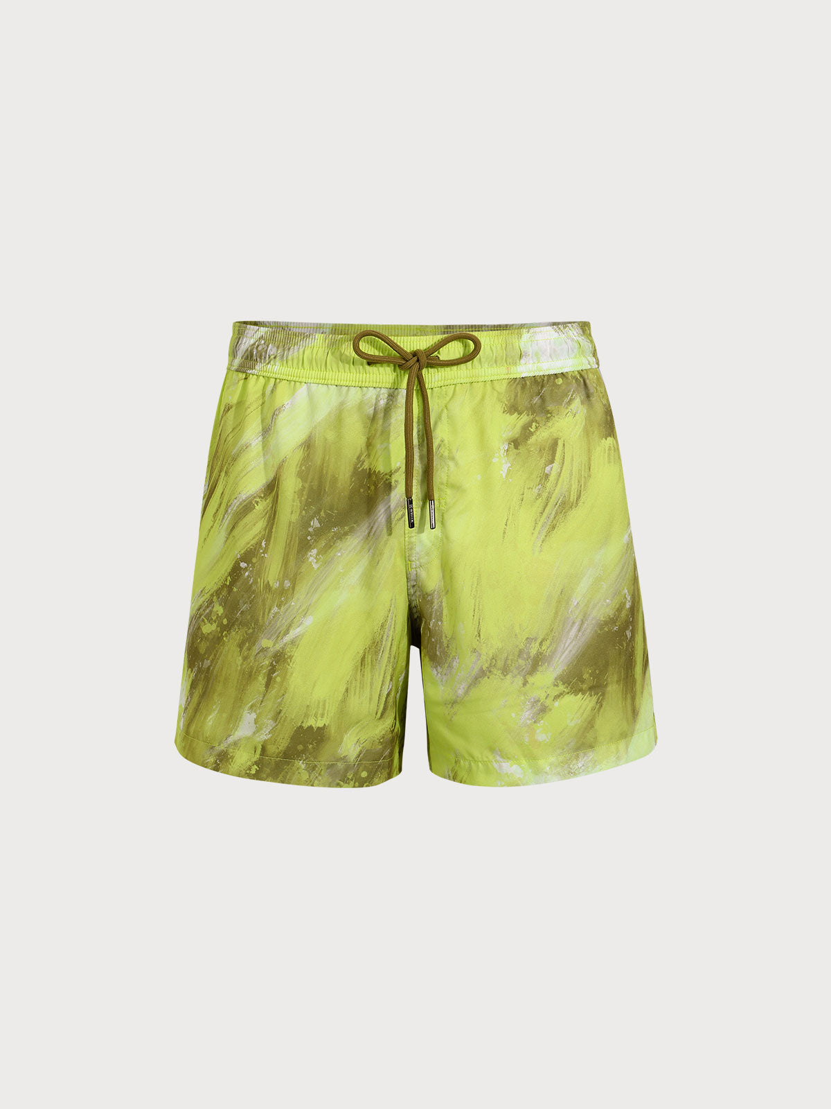 men_s-woven-polyester-spandex-swim-shorts-yellow-sustainable-men_s_shorts-u0ewan Yellow Breeze Beach Men's 5" Swimming Trunks - Image 1