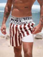 Hapnix® - The Coffee Stripe Men's 7" Swim Trunks - Image 4