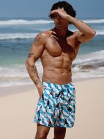 Hapnix® - The Blue White Men's 7" Swim Trunks - Image 2