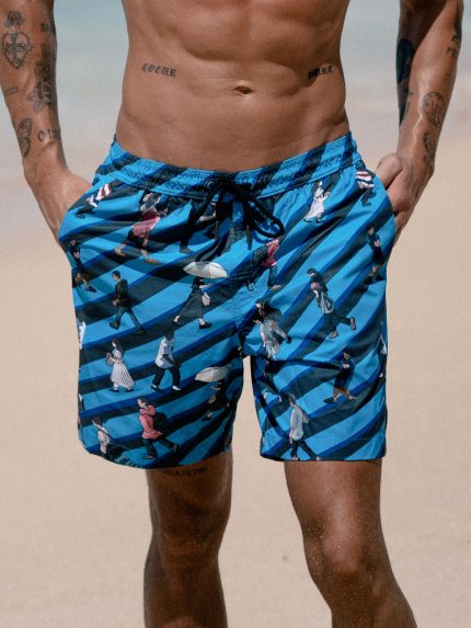 Hapnix® - The Blue Black Men's 7" Swim Trunks