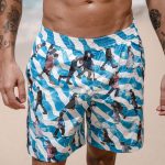 Hapnix® - The Blue White Men's 7" Swim Trunks