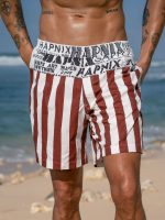 Hapnix® - The Coffee Stripe Men's 7" Swim Trunks - Image 11