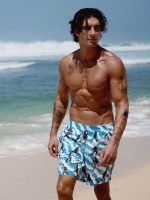 Hapnix® - The Blue White Men's 7" Swim Trunks - Image 4