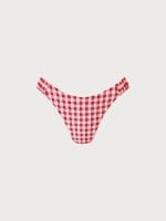 Red Gingham Ruched Bikini Bottom - Image 6