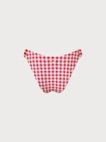 Red Gingham Ruched Bikini Bottom - Image 7